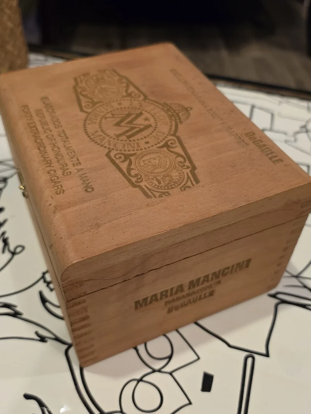 Vintage Maria Mancini Wooden Cigar Box Empty Cedar Storage Display Humidor Box